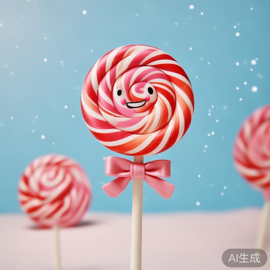 糖果派对上两根可爱棒棒糖的甜美瞬间集锦 第一只棒棒糖色彩鲜艳,炫目的红白相间像极了节日的欢