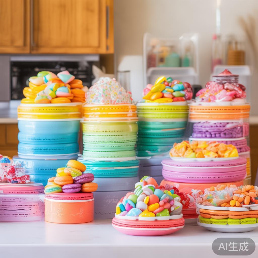 多彩创意彩虹派对马卡龙糖果收纳容器甜品展示盒 无论是家庭厨房的糖果收纳,还是餐厅点缀的甜品展示,